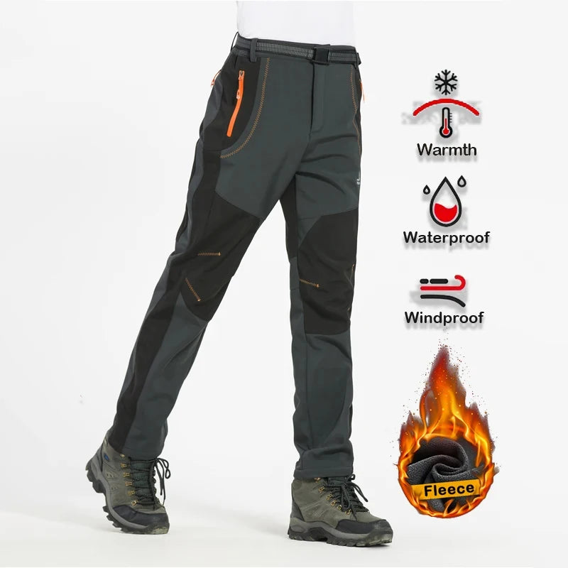 2024 Winter Fleece Hiking Pants Thick Warm Waterproof Trousers Windproof Outdoor Soft Shell Trousers Trekking Camping Ski Pants