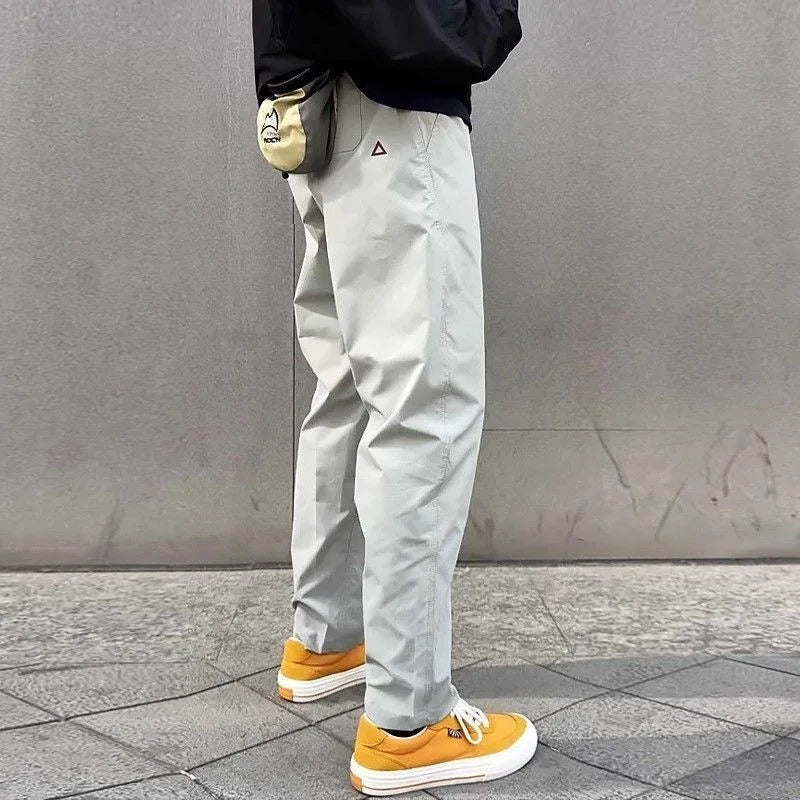 Quick Dry Straight Leg Thin Work Trousers for Men Summer Outdoor Hiking Mountain Climbing Windproof Pants Casual Fashion