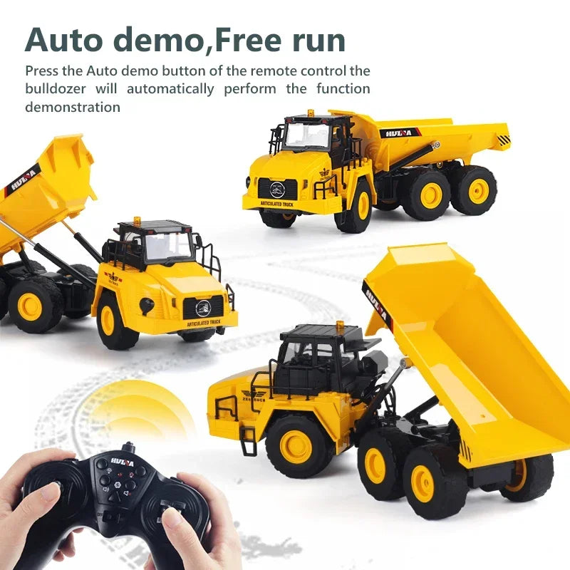 Huina 1553 RC Truck 2.4G Remote Control Alloy Dump Excavator Electric Tractor Engineering Vehicle Model Kid Toy Boy Xmas Gifts