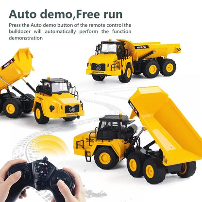Huina 1553 RC Truck 2.4G Remote Control Alloy Dump Excavator Electric Tractor Engineering Vehicle Model Kid Toy Boy Xmas Gifts