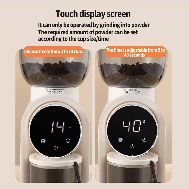 110V/220V Coffee bean grinde,Adjustable roughness,Electric Italian coffee grinder,Smart screen, with Italian stand