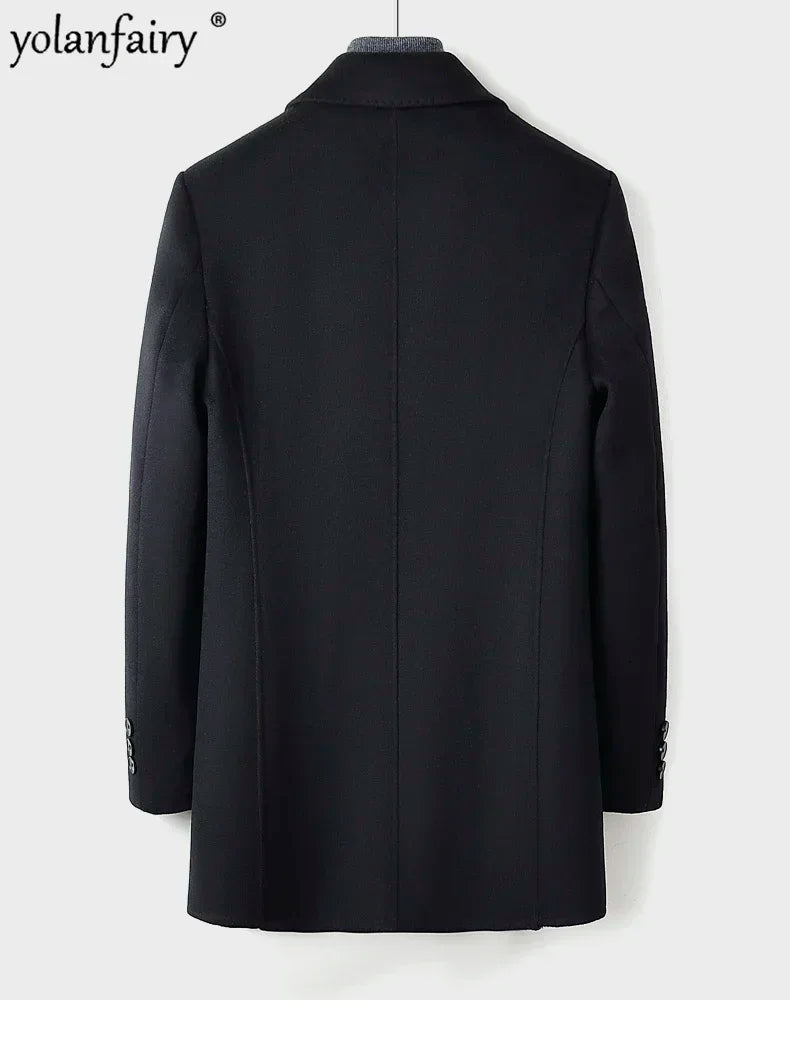 YOLANFAIRY 70% Wool Coat Men's Autumn Thick Down Jacket Men Double-sided Woolen Trench Coats Winter Jackets Abrigos Hombre FC