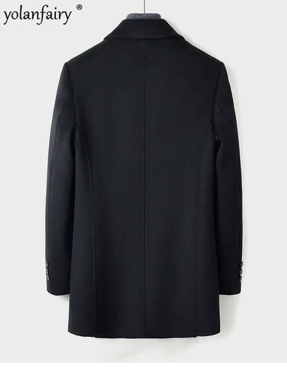 YOLANFAIRY 70% Wool Coat Men's Autumn Thick Down Jacket Men Double-sided Woolen Trench Coats Winter Jackets Abrigos Hombre FC