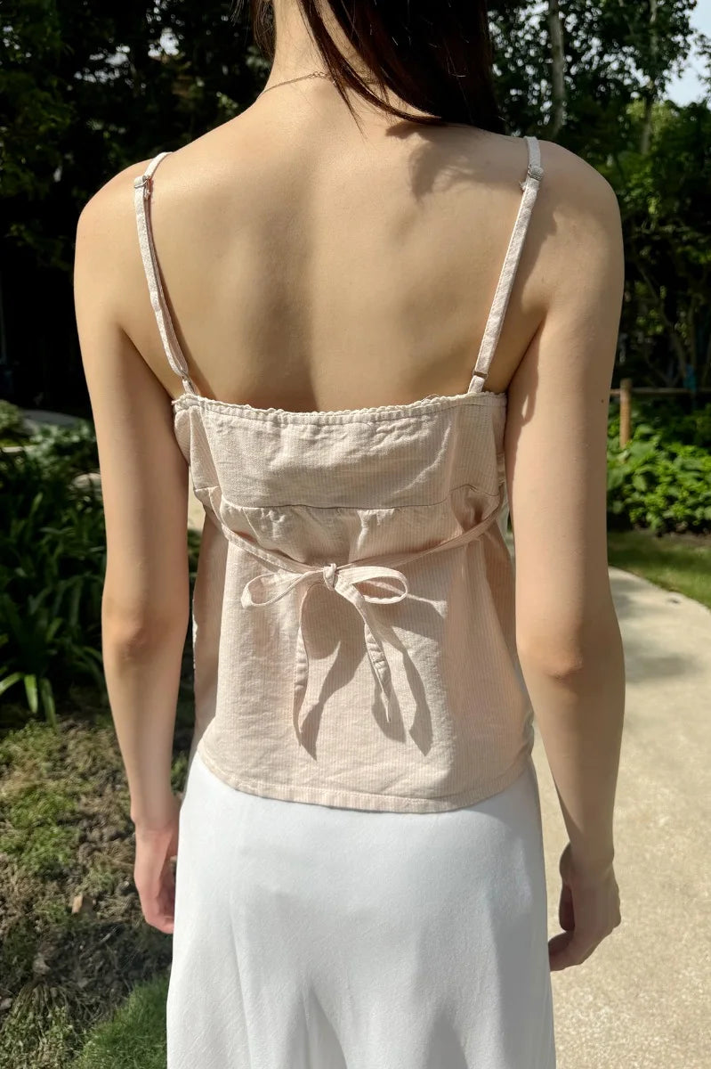 Brandy Melville Pure Cotton Three-Button Base Layer Vest Sweet Style V-Neck Sleeveless Tank Top for Women Spring Summer