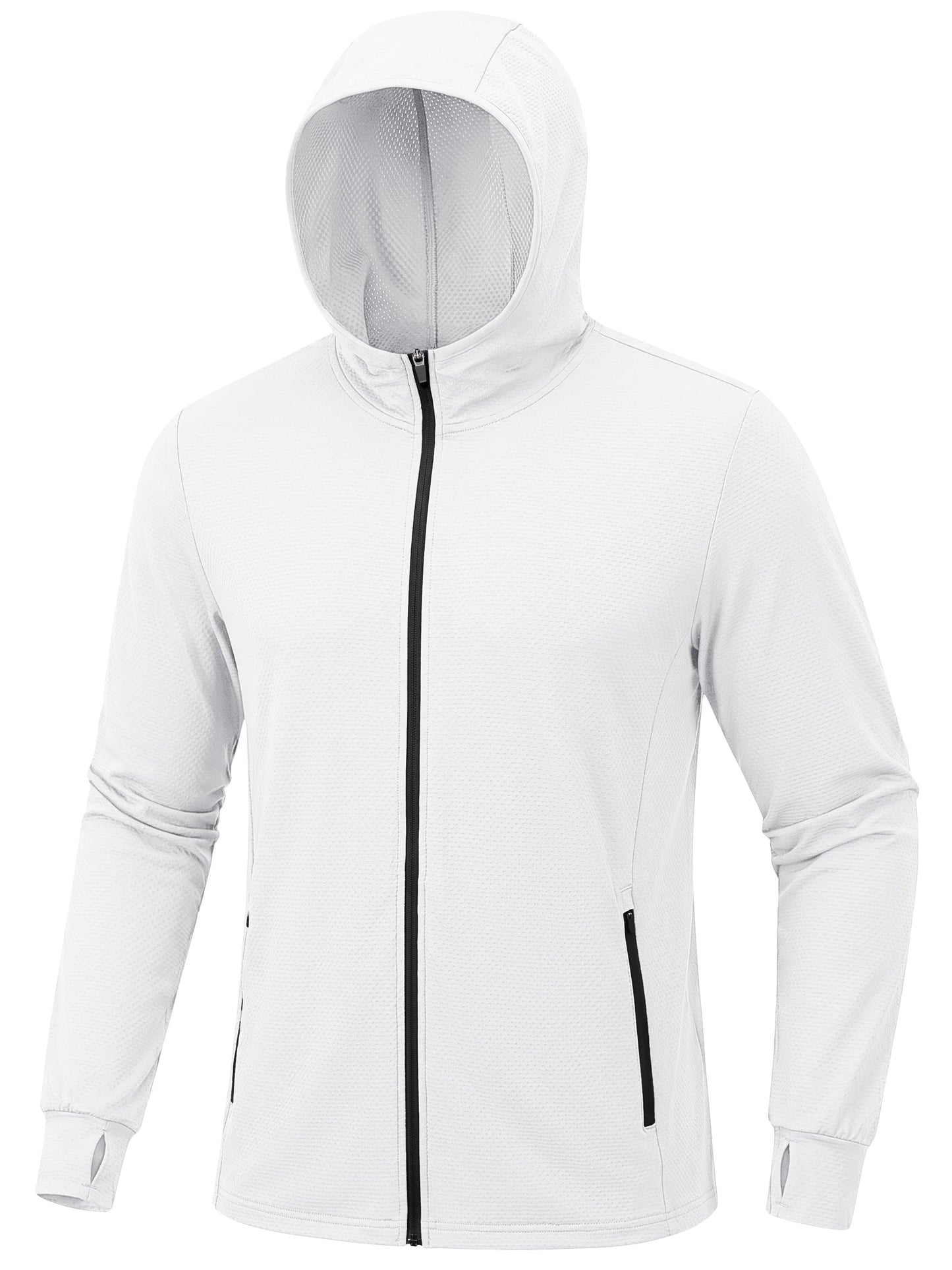 TACVASEN Men's Full Zip UPF 50+ Sun Protection Jacket, Lightweight Hooded Fishing Shirt with 4 Pockets & Thumbholes, Breathable