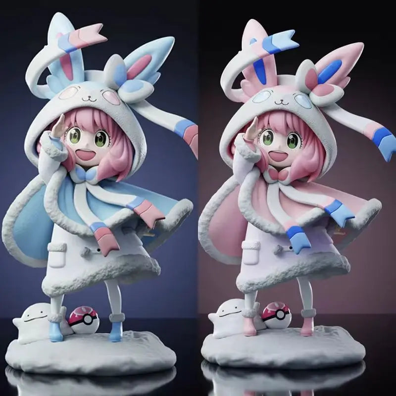 Spy X Family Anya Forger Sylveon Cos Figure 19cm Kawaii Cartoon Character Doll Ornaments Children S Toy Gifts Collectible Model
