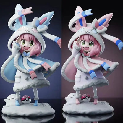Spy X Family Anya Forger Sylveon Cos Figure 19cm Kawaii Cartoon Character Doll Ornaments Children S Toy Gifts Collectible Model
