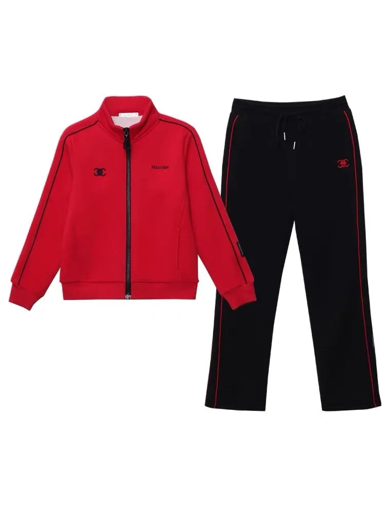 Thickened Fleece Lined Casual Sportswear Set for Middle-Aged Women Autumn Winter Two-Piece Suit Loose Fit Long Pants Zipper C...