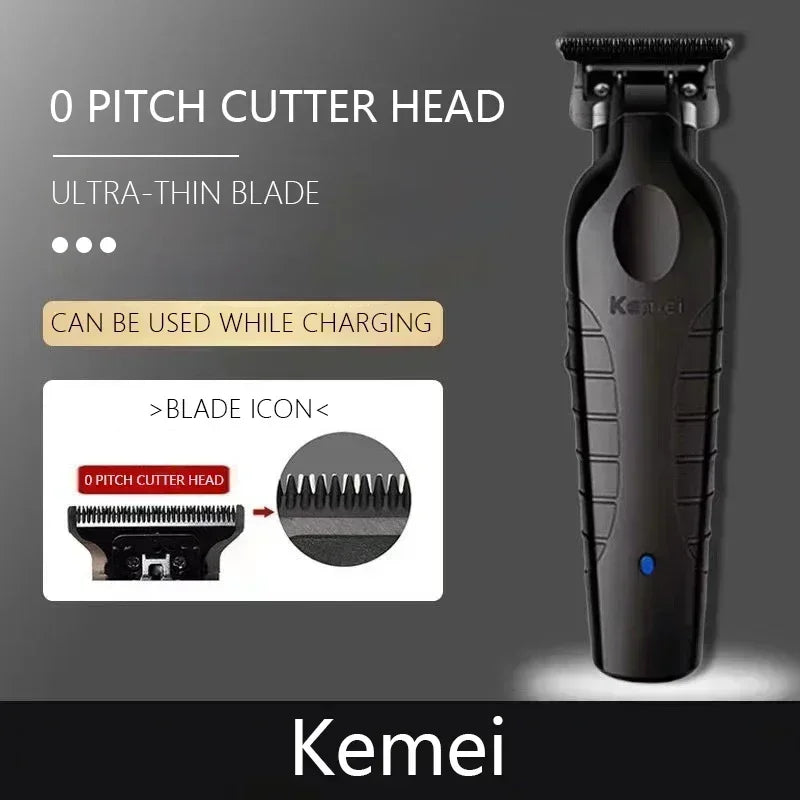 Kemei 2299 Barber Cordless Hair Trimmer 0mm Zero Gapped Carving Clipper Professional Electric Finish Cutting Machine