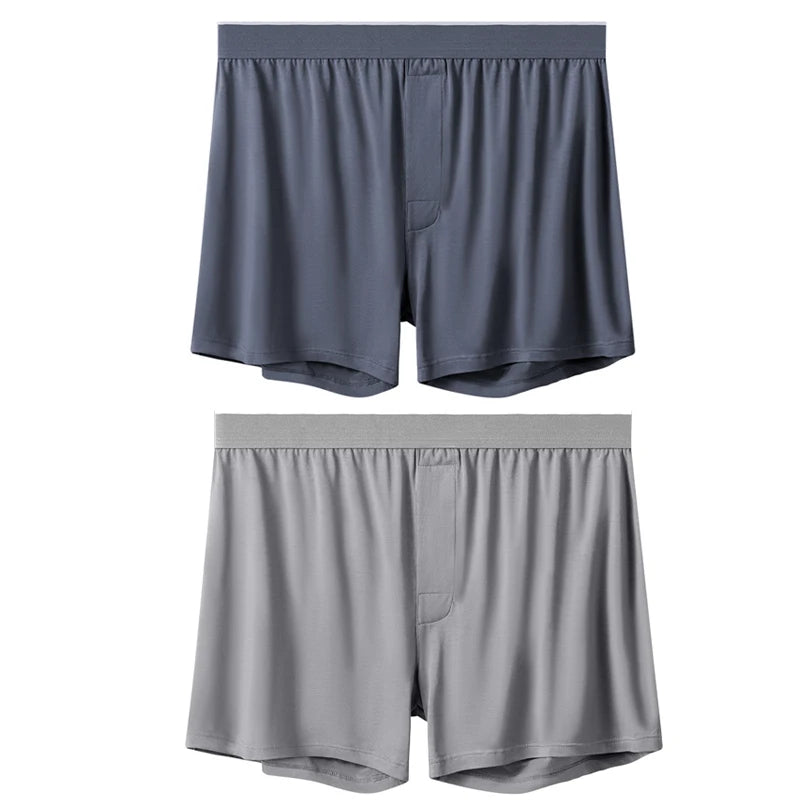 2pcs Men Modal Underwear Male Soild Casual Boxer Shorts Elastic Waistband Button Man Boxer Underwear Comfortable Shorts for Home