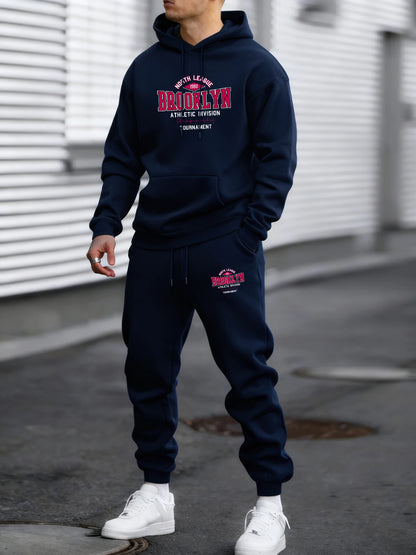 Usa North League Brooklyn Printed Pullover Men Fleece Fashion Suits Simple All-Match Pants Unisex Casual Vintage Clothing