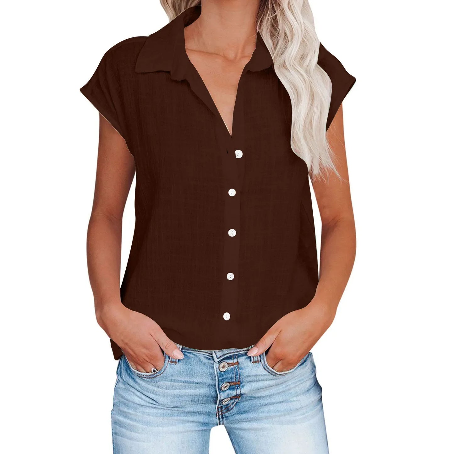 Cotton Linen Shirt Ladies Tops Tee Casual Thin Loose Woman T Shirt Summer Short Sleeve Solid T-Shirts Women Clothing Blusas