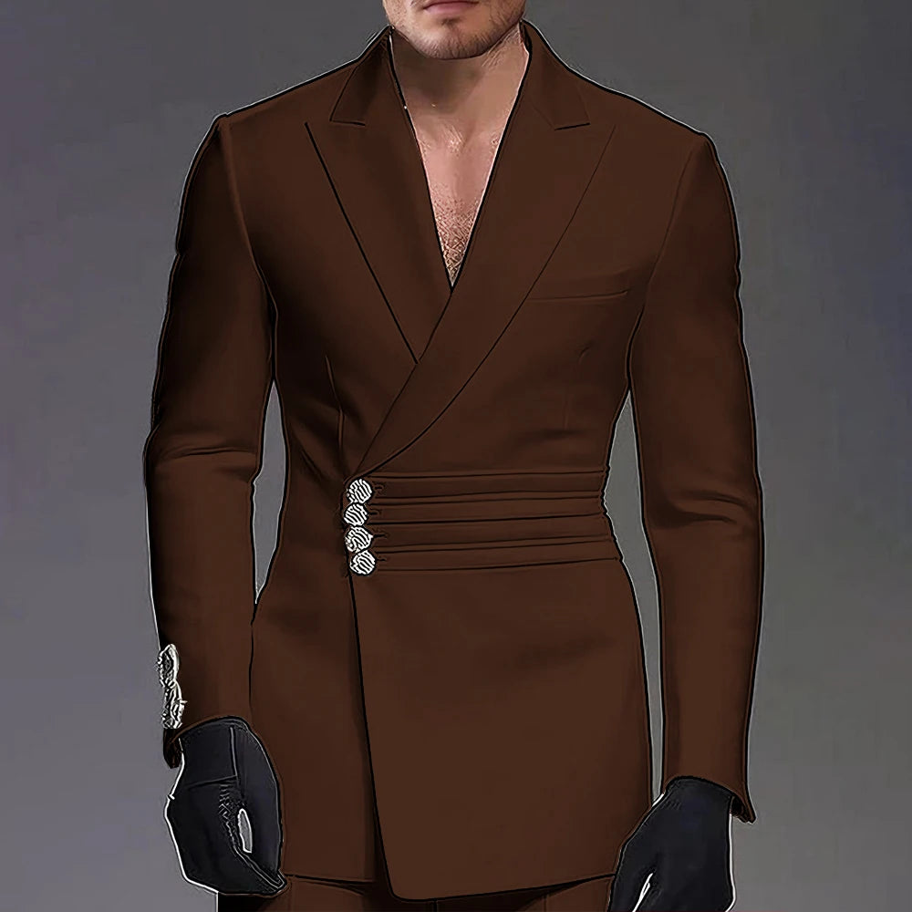 Wedding-ready Slim-fit Men Suit 2 Pieces(Jacket+Pants) Groom Suit Single-breasted Peak-lapel Formal Set for Elegance Custom