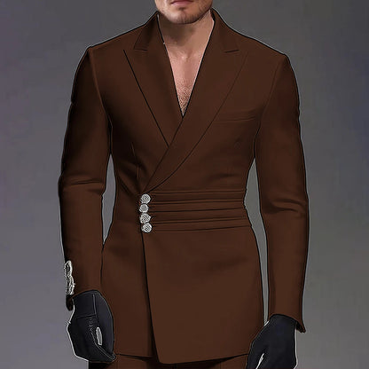 Wedding-ready Slim-fit Men Suit 2 Pieces(Jacket+Pants) Groom Suit Single-breasted Peak-lapel Formal Set for Elegance Custom