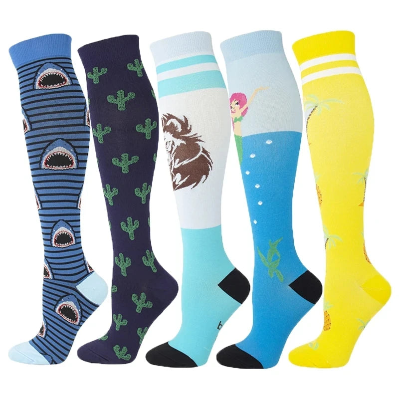 3/5/6 Pairs Compression Socks Exercise Mountaineering Running Sports Socks Elastic Medical Blood Circulation Swelling Nurse Sock