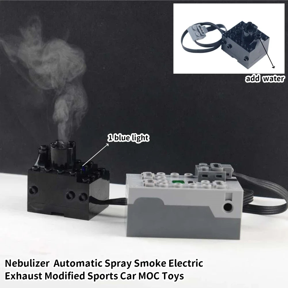 Building Blocks Automatic Spray Smoke Electric Exhaust Modified Sports Car MOC Toys Model Accessories Compatible with Legoeds