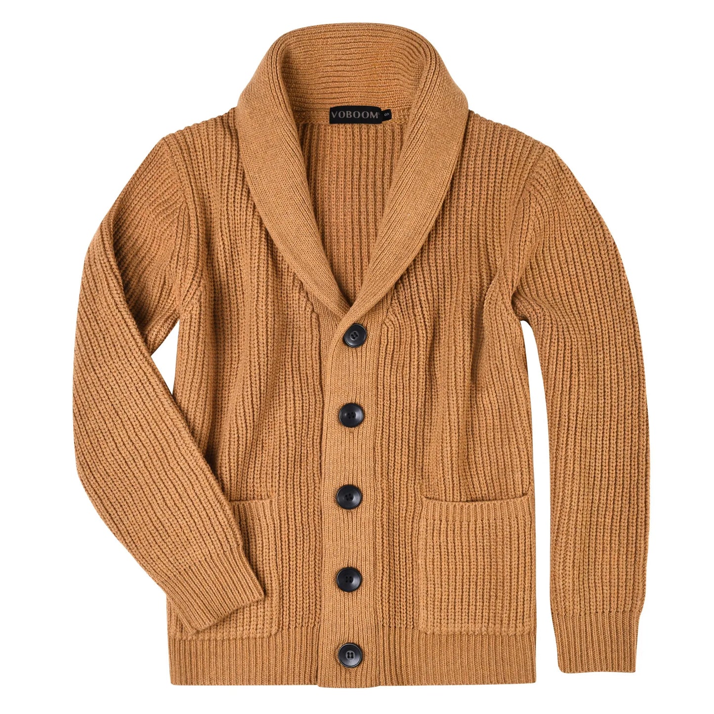 VOBOOM Samll Size S M Mens Shawl Collar Cardigan Sweater Button Down Ribbed Knit Sweaters Chunky Casual Cardigan with Pockets