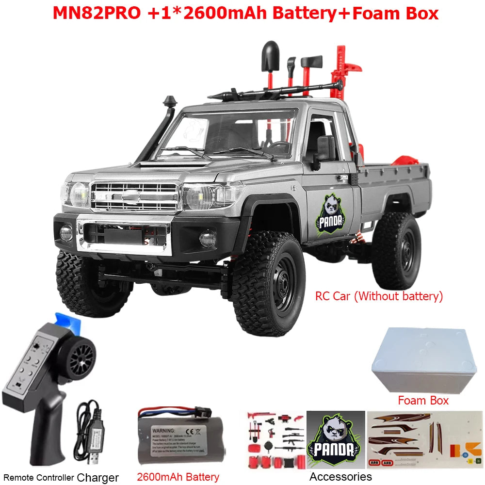 MN82PRO MN82 1/12 RC Car 4WD 2.4G Remote Control Car Simulation Classic All-terrain Off-road LED Light RC Truck Toys As Kid Gift