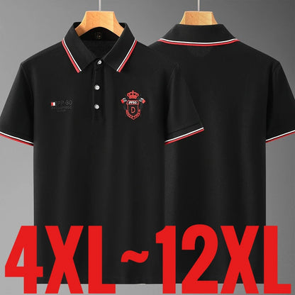 Extra Big Size 12XL Men's Casual Polo Shirt Short Sleeve Summer Tshirt Male Business Classic Elegant Large Plus Collar Golf Wear