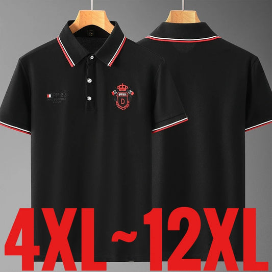 Extra Big Size 12XL Men's Casual Polo Shirt Short Sleeve Summer Tshirt Male Business Classic Elegant Large Plus Collar Golf Wear