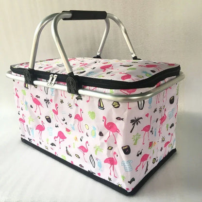 Car Oxford Outdoor Picnic Insulation Storage Basket Refrigerated Food Delivery Box Folding Shopping Basket Trunk Storage Box