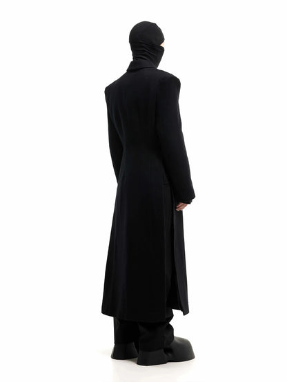 Mauroicardi Autumn Winter Long Warm Thick Fitted Black Wool Blends Coat Men Shoulder Pads Elegant Luxury Woolen Overcoat 2025