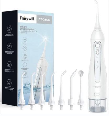 Fairywill Electric Portable Dental Water Flosser Oral Irrigator USB Rechargeable Waterproof 3 Modes Jet Tooth Pick 7Tips Cleaner