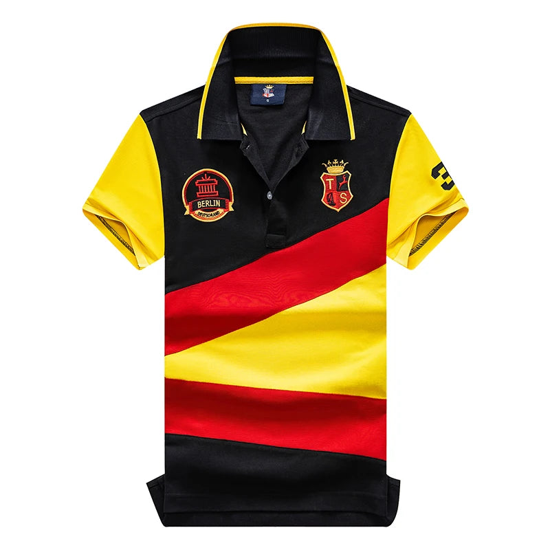 Hot Sale Men's Pure Cotton Embroidered Polo Shirt Plus Size Contrast Color Split Breathable Business Casual Tops Factory Dire