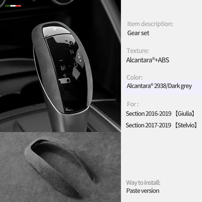 Car Center Console Gear Shift Head Knob Cover Trim Alcantara Suede F For Alfa Romeo Giulia Stelvio Refit Car Accessories