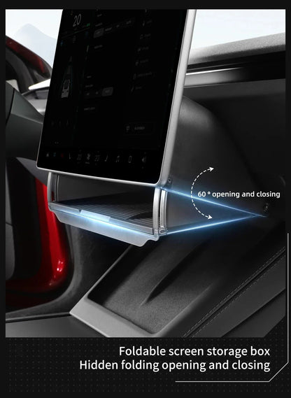 For Tesla Model Y Juniper 2025 Accessories Under-Screen Storage Organizer Box Center Console Screen Protect Trim Charge Pad Mat