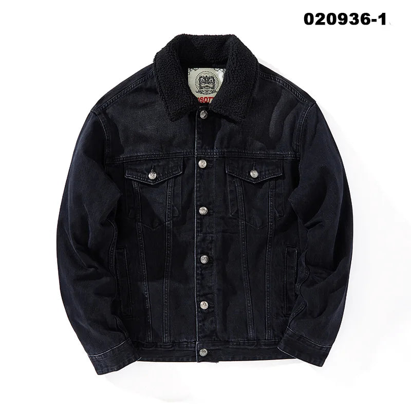High Quality 350g Fleece Lined Denim Men Winter Thick Warm Coat Fashion