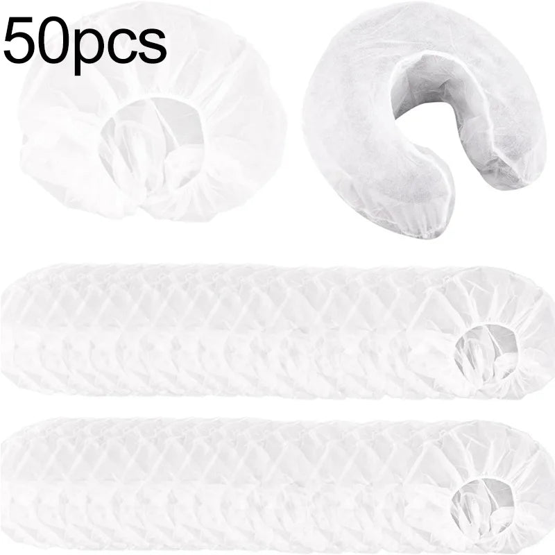 100/10pcs Non-Woven U-Shaped Headrest Pillowcase  Disposable Massage Face Rest Cradle Cover Fitted Headrest Beauty Salon Tools