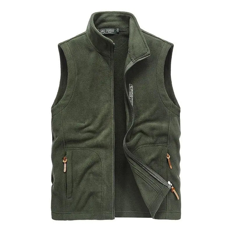 Autumn men's outdoor casual plus size fleece vest men's fleece warm and fashionable stand collar