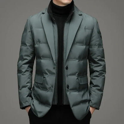 High Quality Men's Handsome down Jacket with Scarf Collar M-6XL Big plus Size for Middle-Aged Dad Fashionable Outerwear