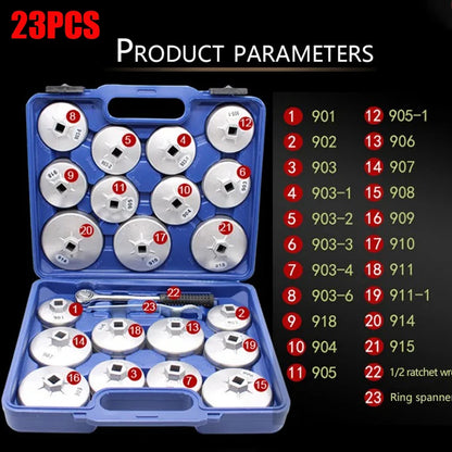 EAFC 23 Pcs/Set Car Oil Filter Cap Removal Wrench Socket Set 1/2" 12.5mm Ratchet Spanner Car Hand With Case Auto Remover Tool