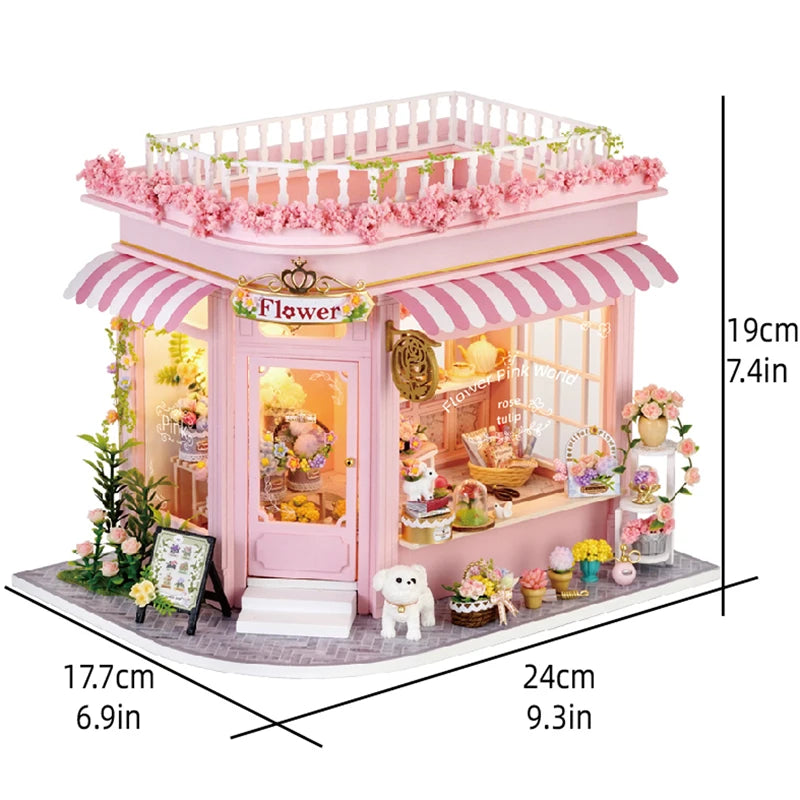 Wooden Miniature Doll House 3D Puzzle Assembly Building Model Kits Small Room Home With Furniture Lighting Wooden Toys For Gifts