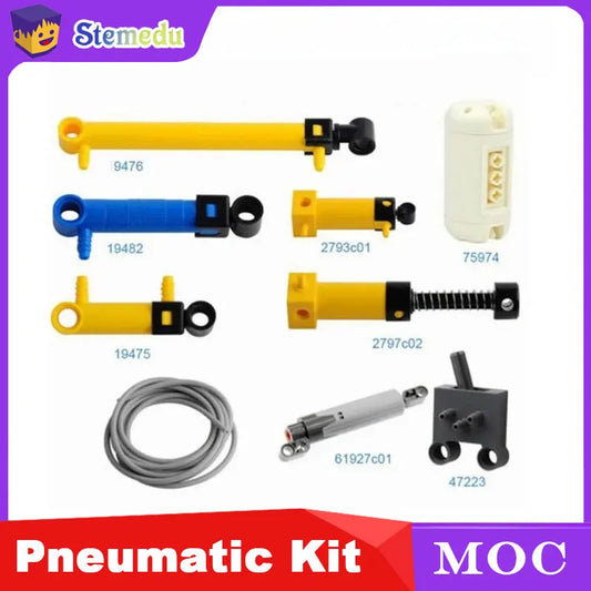 9pcs MOC Pneumatic Parts Air Pump/Piston/Tank/Push Rod/Switch for Legoeds-Compatible Technical DIY Projects 19476/19475/19482