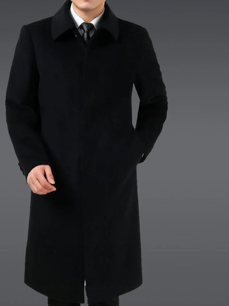 Autumn Winter 85% Cashmere Coat Men's Knee Long Woolen Jacket Business Casual Large Size Clothes Men Clothing Loose Warm Top 6XL