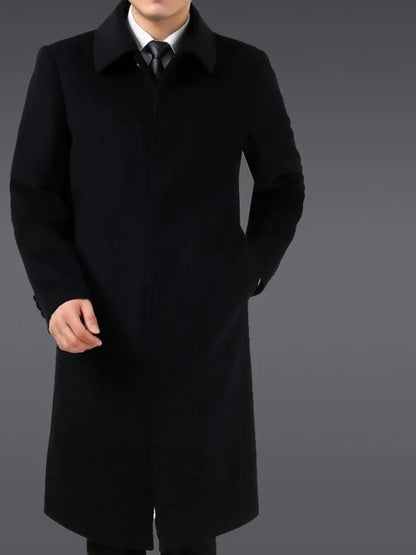 Autumn Winter 85% Cashmere Coat Men's Knee Long Woolen Jacket Business Casual Large Size Clothes Men Clothing Loose Warm Top 6XL