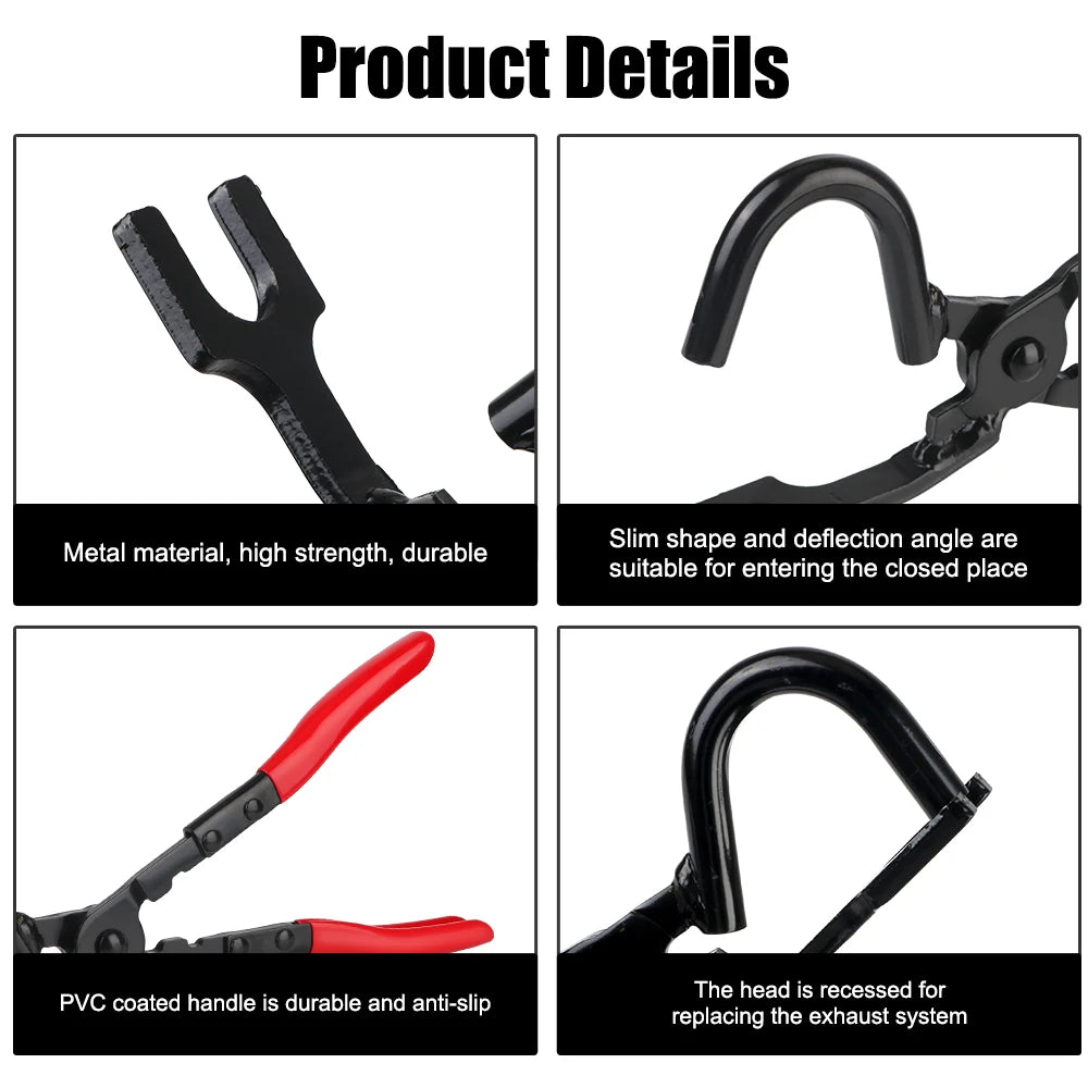 New Professional Exhaust Hanger Pliers Kit - Rubber Gasket Puller & Heat-Resistant Gripper for Efficient Car, Truck