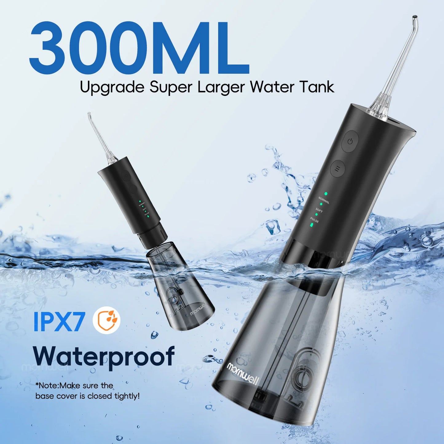 Mornwell F29 Water Flosser 3 Mode Water Jet With 3 Nozzles for Teeth Rechargeable Portable 180ML Water Tank Teeth Cleaner