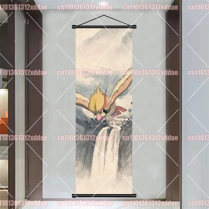 Pokémon Anime Poster Art Scroll Painting Rayquaza Pikachu Entei Squirtle Bulbasaur Gengar Snorlax Friends Children Holiday Gift