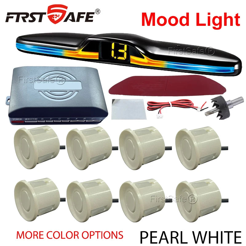 FirstSafe Factory Front and Rear Parking Sensor Kit Mood Light Display System Backup Monitor Detector Assistant 6 8 Radar Sensor