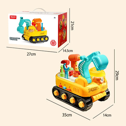 Electric Drill Toy Car with Screwdriver Light Sound Kid Pretend Play DIY Tools Removable Role Play Maintenance Gifts for 3 Years