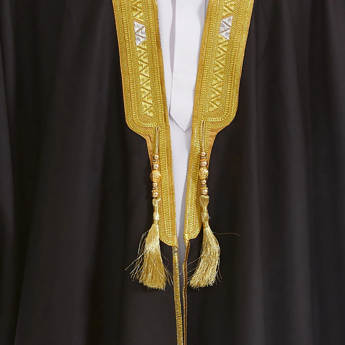 TH842 Muslim Men's Long Sleeves Embroidery Ankle Length Cardigan Robe Islamic Kaftan Jubba Thobe