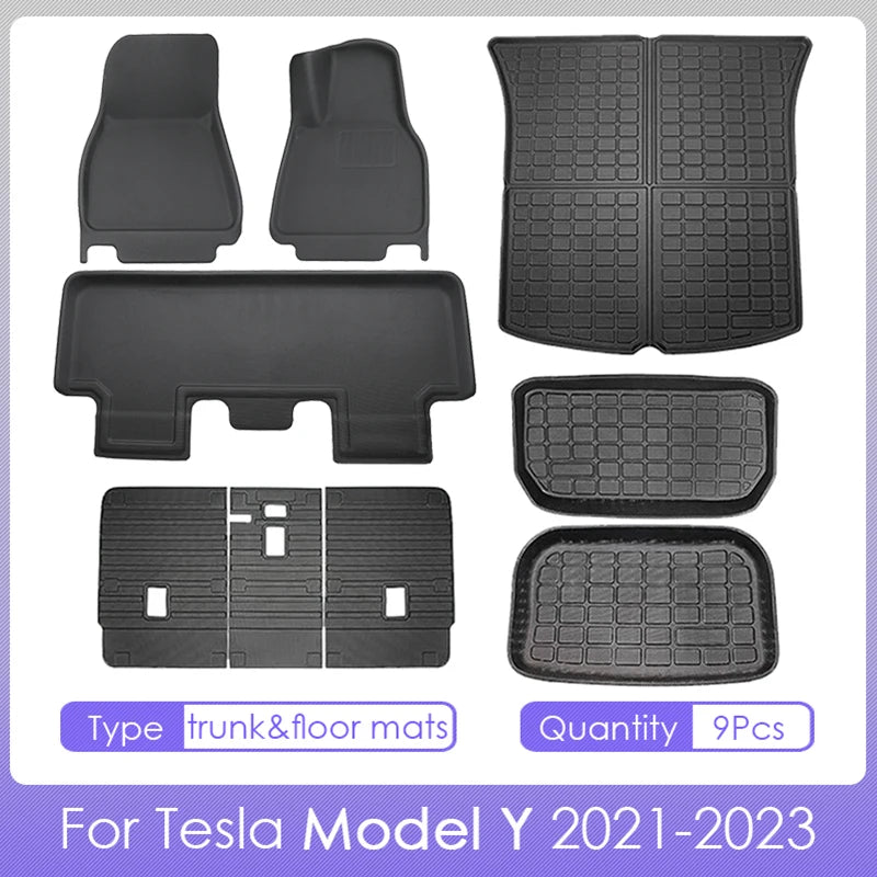 Floor Mats For Tesla Model Y Right-Hand Dirve Floor Mats Cargo Liner Car Anti-dirty Pad Waterproof RHD Model Y 2023 Accessories