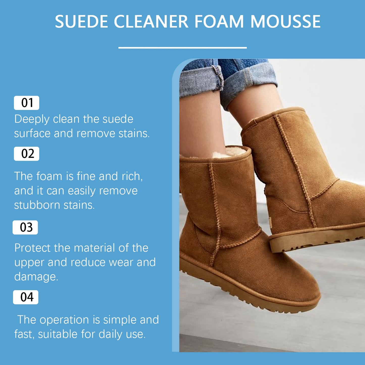 Suede Leather Cleaner Suitable For Cleaning Dirt Knitted Boots Leather Canvas Gentle Cleaning & Care Suede Material Cleaning Kit