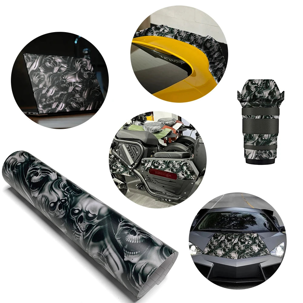Wrapping Foil Car Tuning Stickers Waterproof Wrap Car Vinyl for Motorcycle Skull Film Auto Outdoor Accessories Body Covering