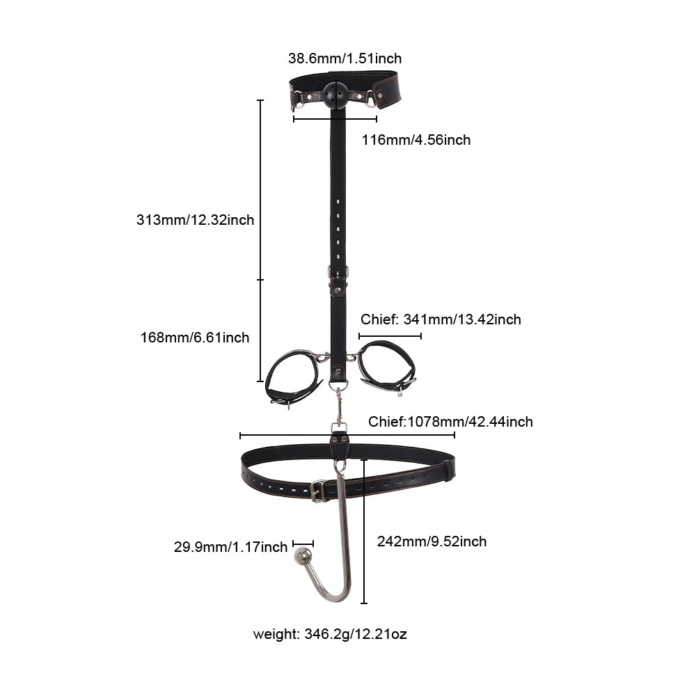 BDSM Anal Hook Leather Suit SM Anal Plug Handcuff Collar Restraint Butt Plug Adult Pleasure Sexual Wellness Adult Sex Toys