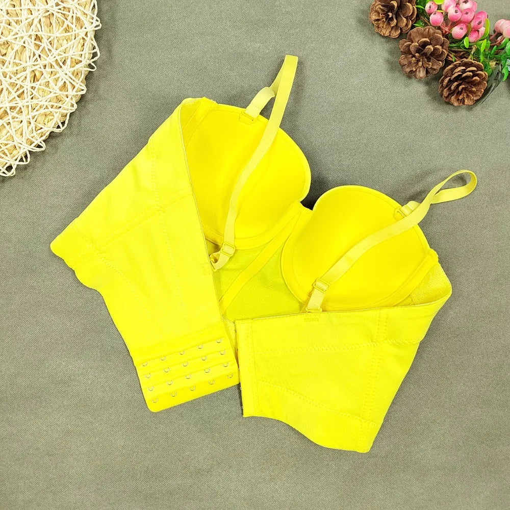SXTHAENOO Summer 8 colors Fashion Mesh Push Up Bralet Women's Corset Simple Bustier Bra Night Club Party Sexy Cropped Top Vest